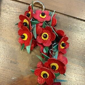 Red Floral Keychain Accessory